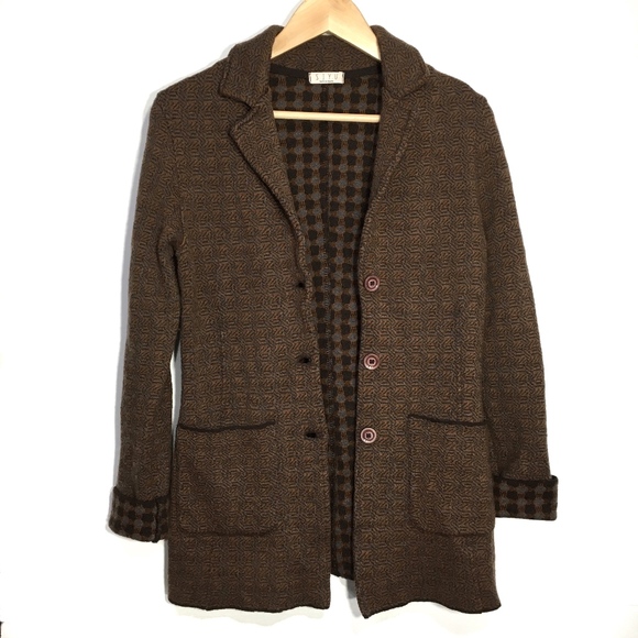 Anthropologie Sweaters - SIYU 100% MERINO WOOL BROWN CARDIGAN JACKET